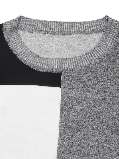 Color Block Knit Long Sleeve Sweater - Tigbul's Variety Fashion Shop