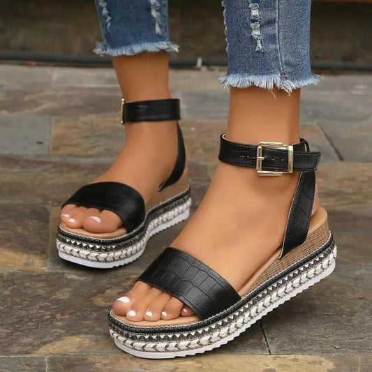 Open Toe Ankle Strap Platform Sandals - Tigbul's Variety Fashion Shop