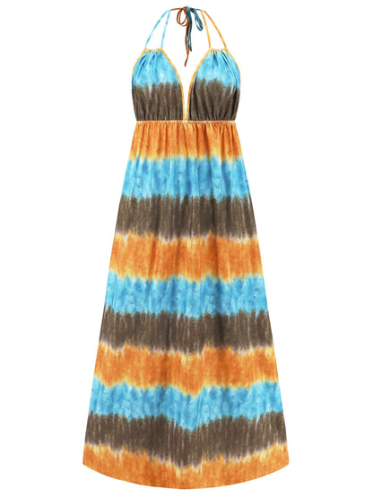 Tie-Dye Halter Neck Sleeveless Dress - Tigbuls Variety Fashion