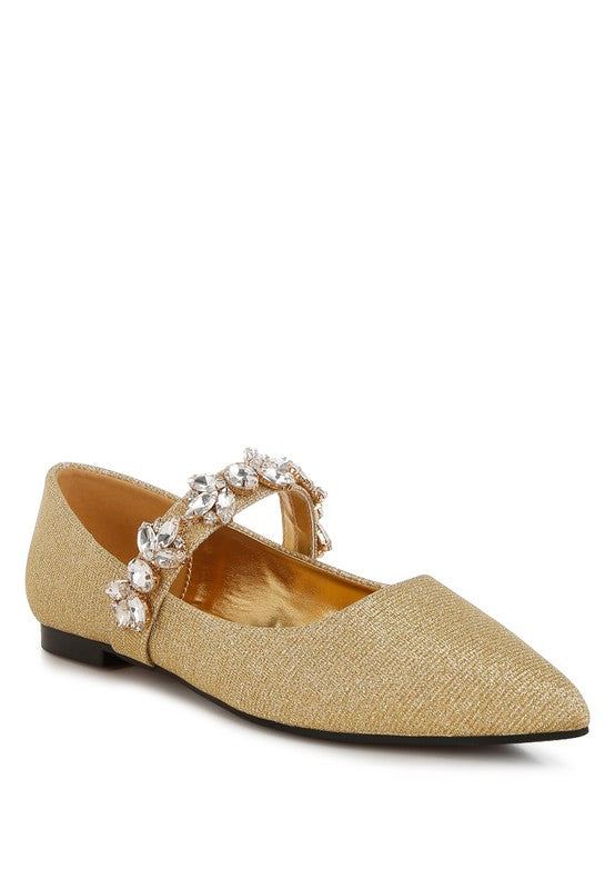 Flavia Diamante Brooch Glitter Ballerinas - Tigbul's Variety Fashion Shop