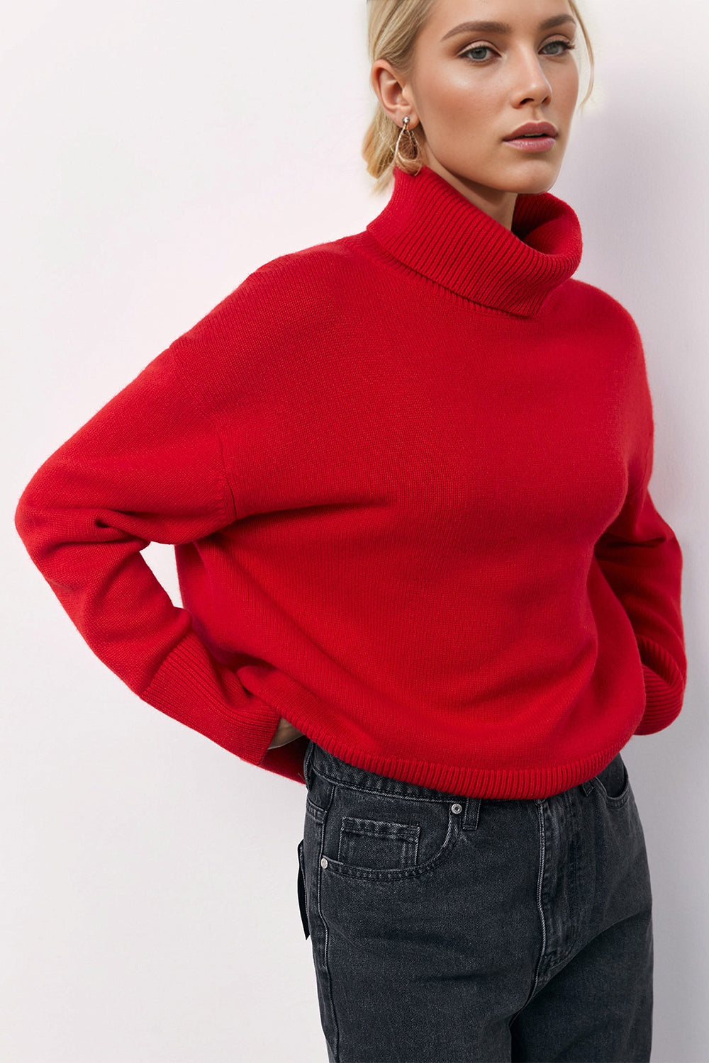 Basic Bae Turtleneck Long Sleeve Dropped Shoulder Sweater - Tigbul's Variety Fashion Shop