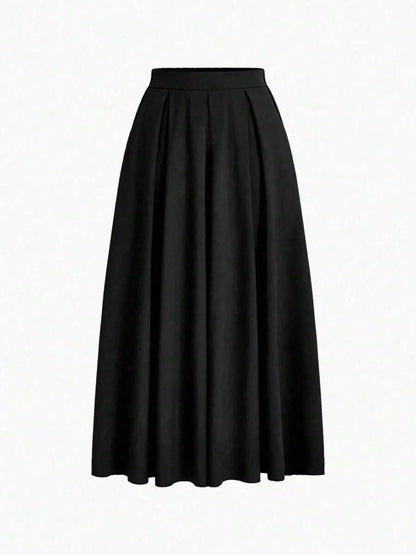 Elastic Waist Pleated Detail Skirt - Tigbul's Variety Fashion Shop