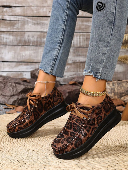 Leopard Round Toe Platform Loafers - Tigbul's Variety Fashion Shop