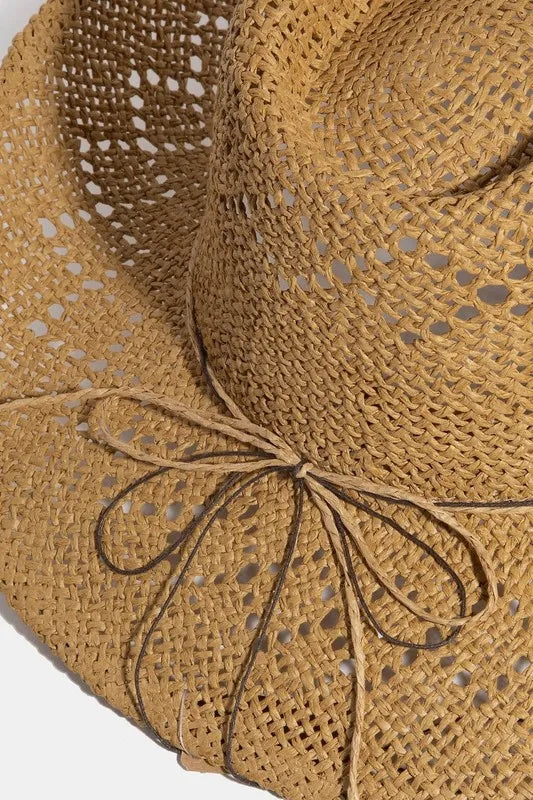 Fame Turquoise and Shell Star Beads Strap Western Straw Hat - Tigbul's Variety Fashion Shop