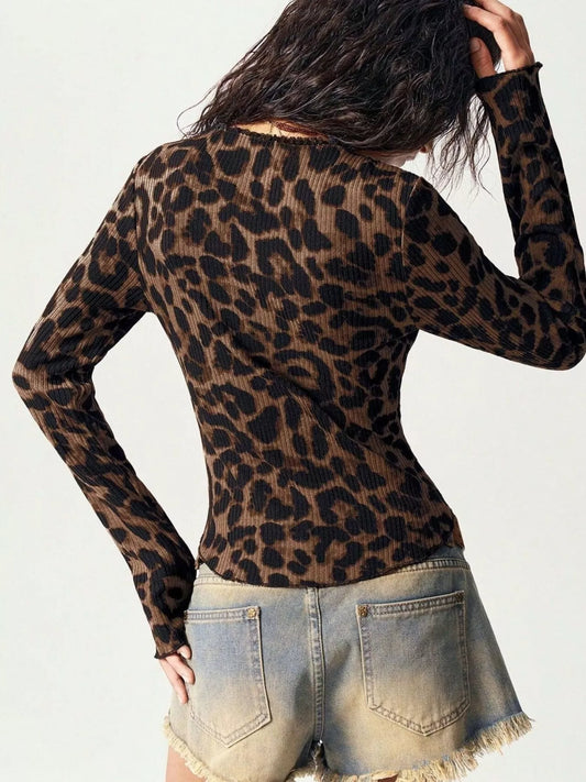Leopard Print Button-Down Top - Tigbul's Variety Fashion Shop