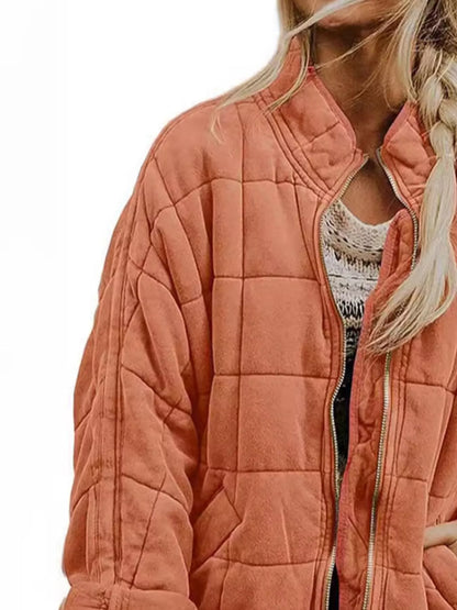 Quilted Zip Up Outerwear - Tigbul's Variety Fashion Shop