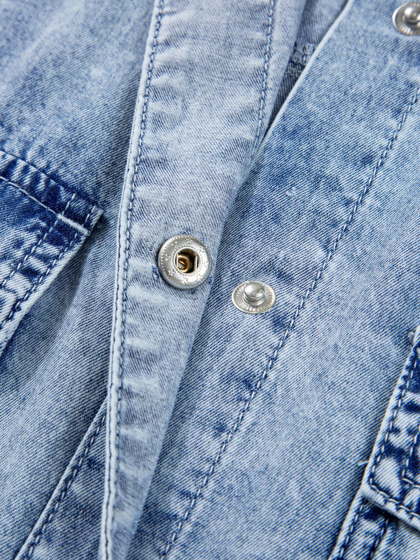 Chest Pocket Raw Hem Denim Loose Shirt Dress - Tigbul's Variety Fashion Shop