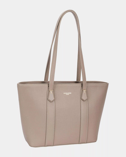 David Jones Leather Tote Bag with Gold Hardware - Tigbul's Variety Fashion Shop