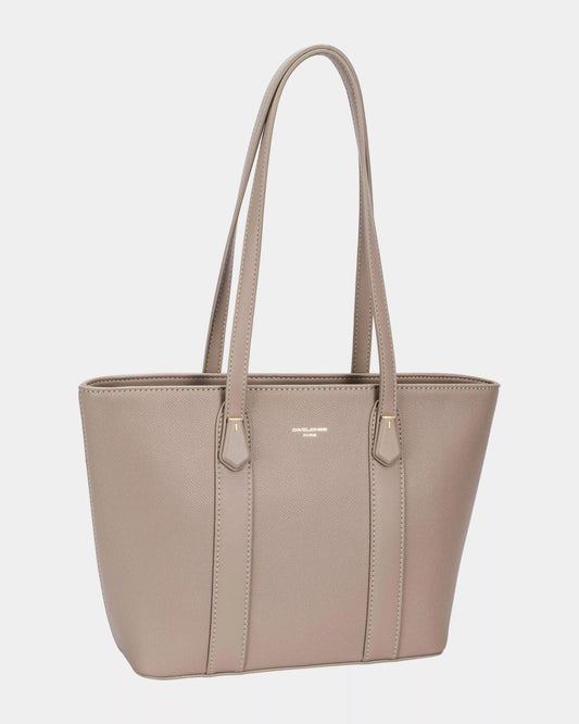 David Jones Leather Tote Bag with Gold Hardware - Tigbul's Variety Fashion Shop