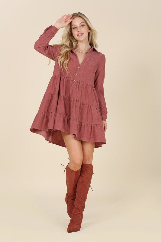 Corduroy tiered dress - Tigbuls Variety Fashion