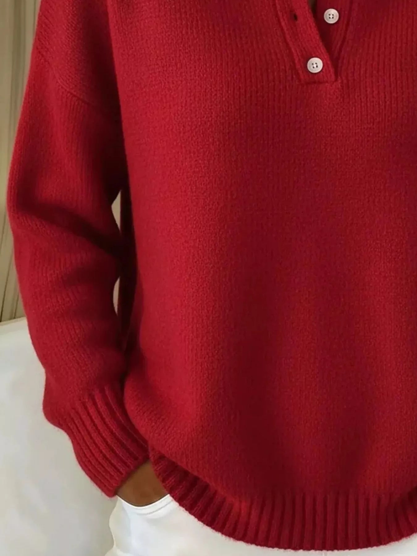 Full Size Button Detail Drop Shoulder Sweater Plus Size - Tigbul's Variety Fashion Shop