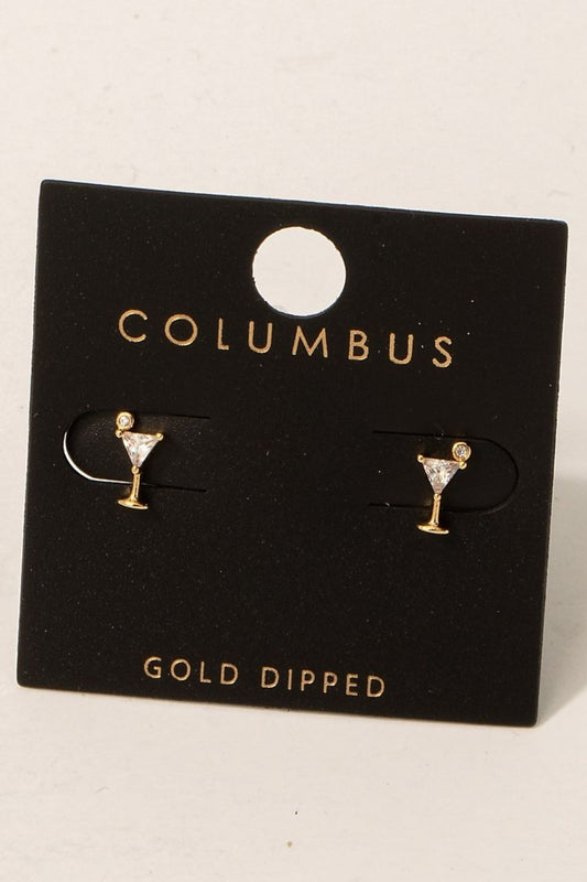 Fame Cubic Zirconia Martini Glass Stud Earrings - Tigbul's Variety Fashion Shop