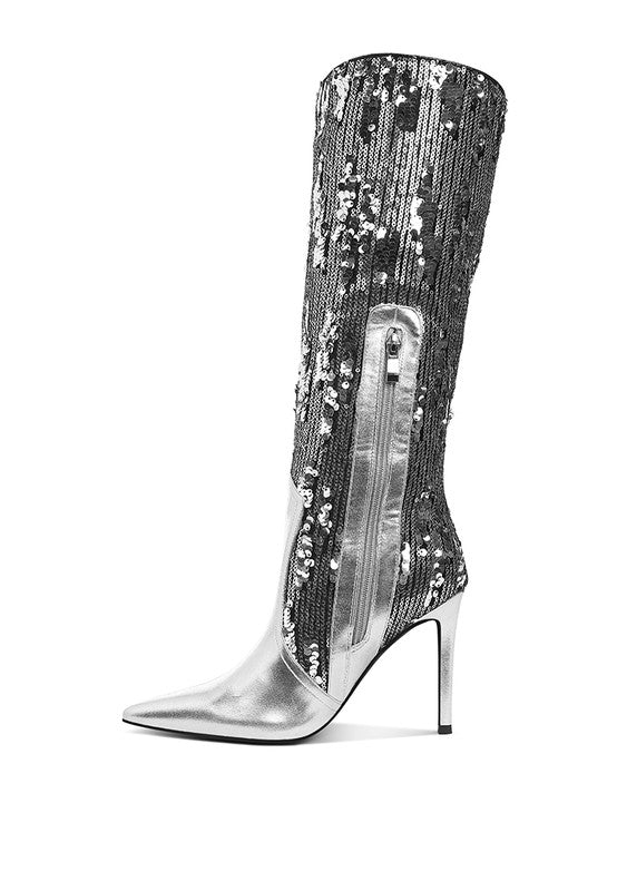 Sitarah Sequin Embellished Stiletto Long Boots - Tigbul's Variety Fashion Shop