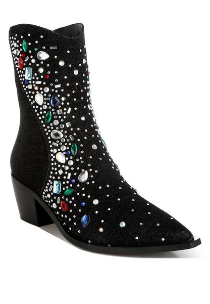 Starlit Multi Color Stones Embellished Boots - Tigbul's Variety Fashion Shop