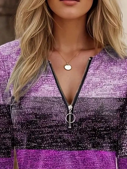 Quarter Zip Color Block Top - Tigbul's Variety Fashion Shop