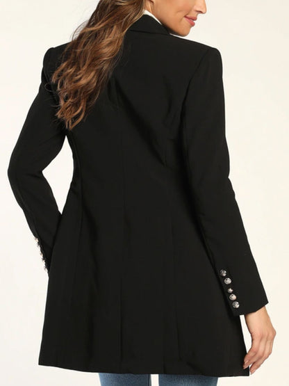 Lapel Collar Long Sleeve Blazer - Tigbul's Variety Fashion Shop