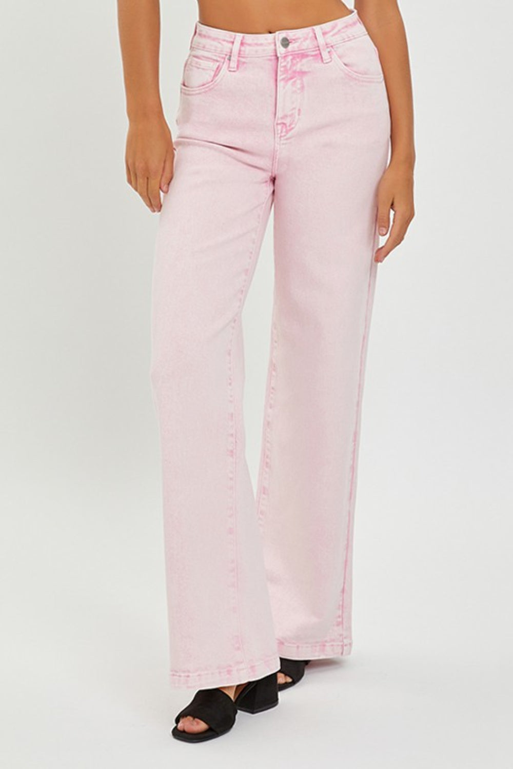 RISEN Pink High-Rise Tummy Control Wide Leg Jeans 0-3XL - Tigbuls Variety Fashion