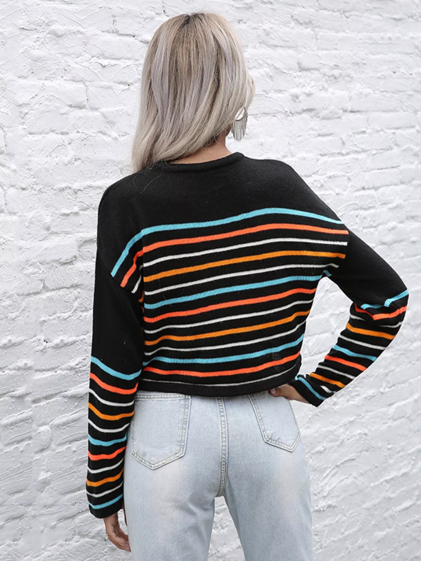 Striped Long Sleeve Knit Top - Tigbul's Variety Fashion Shop