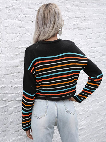 Striped Long Sleeve Knit Top - Tigbul's Variety Fashion Shop