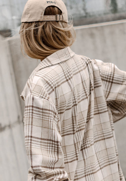 Plaid Removable Hood Button Up Shacket