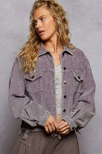 POL Button Down Corduroy Trucker Jacket - Tigbul's Variety Fashion Shop