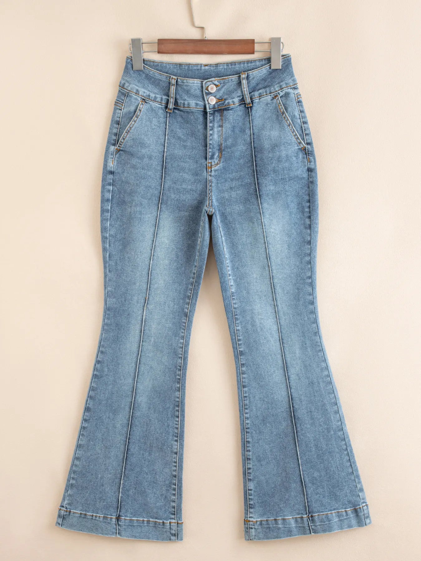 High-Waisted Flare Jeans with Seam Detail - Tigbul's Variety Fashion Shop