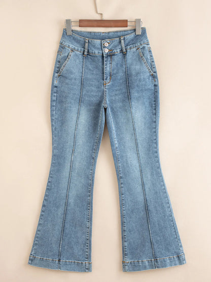 High-Waisted Flare Jeans with Seam Detail - Tigbul's Variety Fashion Shop