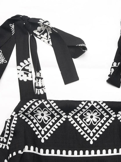 Black Printed Square Neck Maxi Cami Dress - Tigbul's Variety Fashion Shop