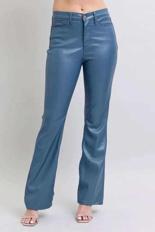 Judy Blue Full Size High Waist Tummy Control Faux Leather Bootcut Pants Plus Size - Tigbul's Variety Fashion Shop