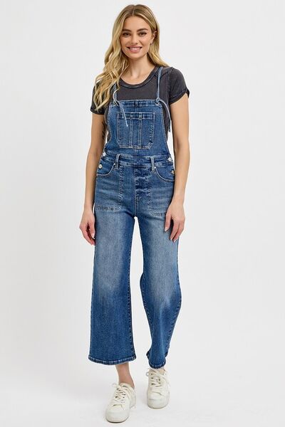Knotted Strap Denim Overalls with Pockets Plus Size - Tigbul's Variety Fashion Shop