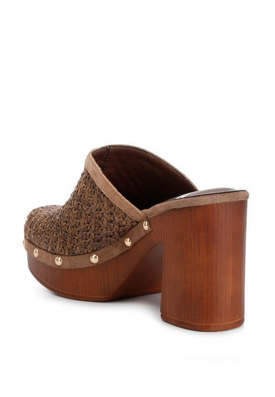 Jeydena Raffia Platform Clogs - Tigbuls Variety Fashion