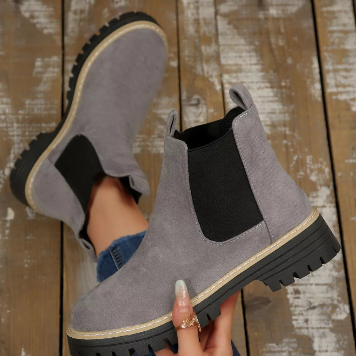 Round Toe Block Heels Boots - Tigbul's Variety Fashion Shop