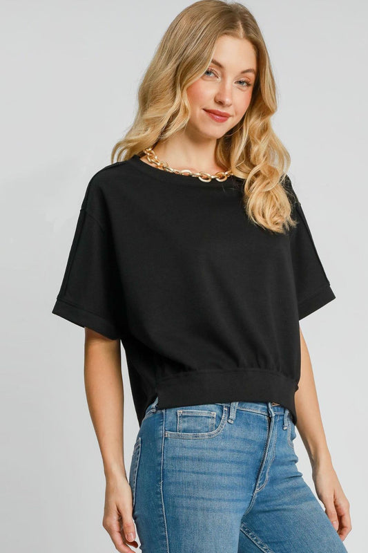 Umgee Full Size Lightweight Cropped Sweatshirt Plus Size - Tigbul's Variety Fashion Shop