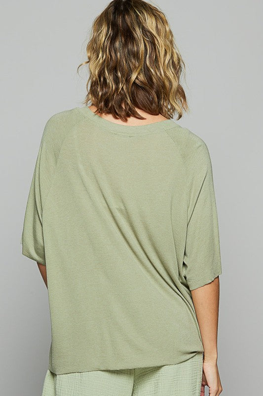 Sage Round Neck Half Sleeve T-Shirt - Tigbul's Variety Fashion Shop