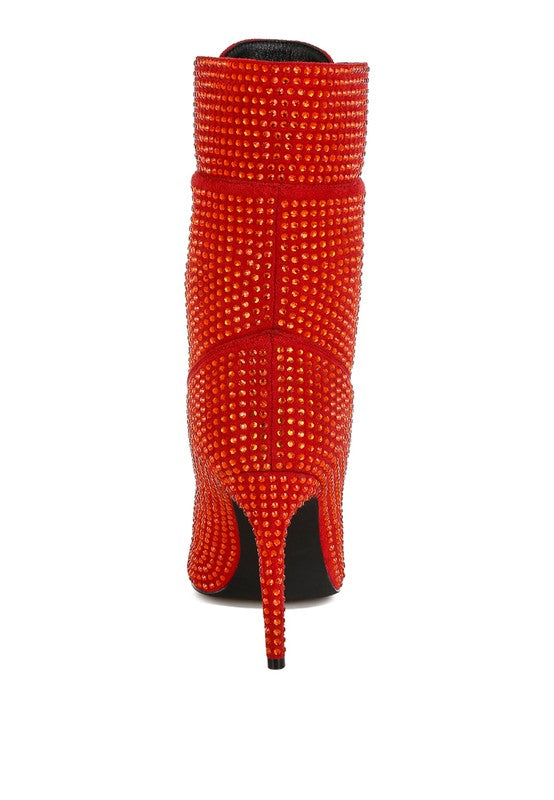 Bitetto Rhinestones Embellished Calf Boots - Tigbul's Variety Fashion Shop