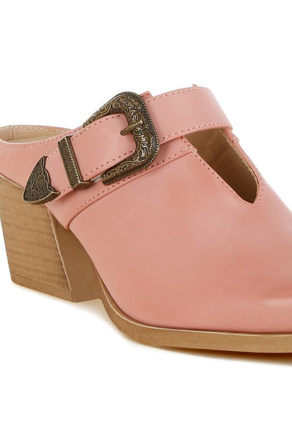Holler Carved Buckle Statement Mules - Tigbul's Variety Fashion Shop