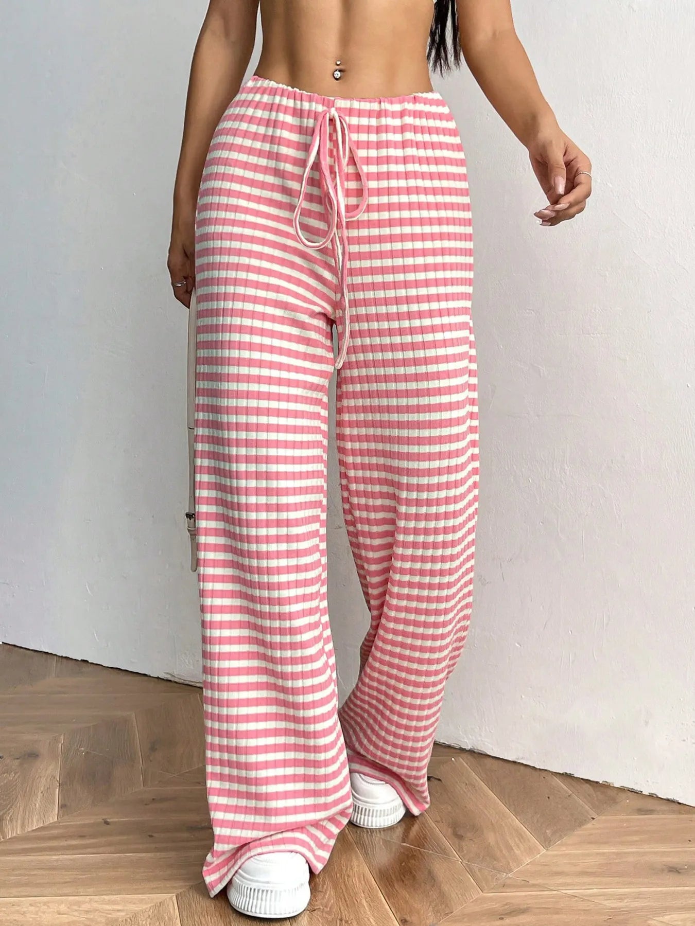 Striped Wide Leg Drawstring Pants - Tigbul's Variety Fashion Shop