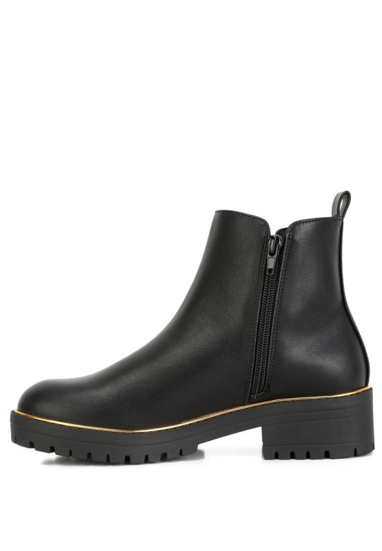 Thorin Metallic Frame Block Heel Boots - Tigbul's Variety Fashion Shop