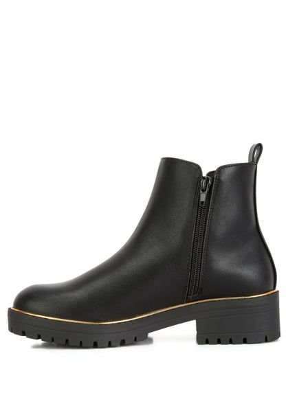 Thorin Metallic Frame Block Heel Boots - Tigbul's Variety Fashion Shop