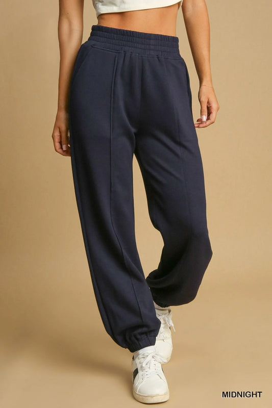 Umgee Drawstring Jogger Pants with Front Seam Detail - Tigbul's Variety Fashion Shop