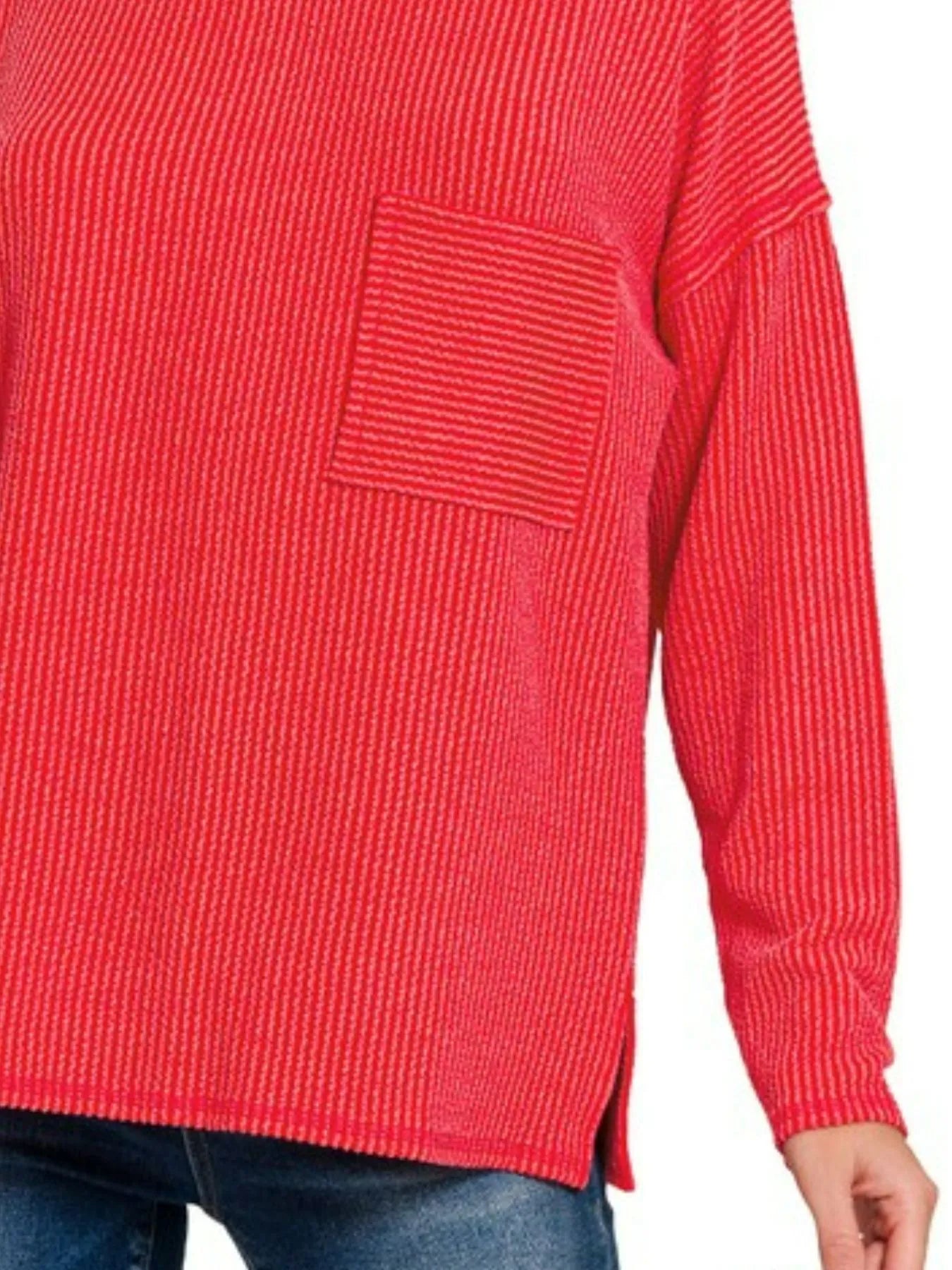 Zenana Long Sleeve Drop Shoulder Rib Top - Tigbul's Variety Fashion Shop