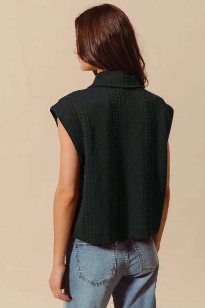 SO ME Cable Quilting Stitch Button Up Knit Vest - Tigbul's Variety Fashion Shop