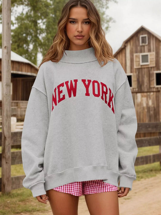 New York Oversized Dropped Shoulder Sweatshirt - Tigbul's Variety Fashion Shop