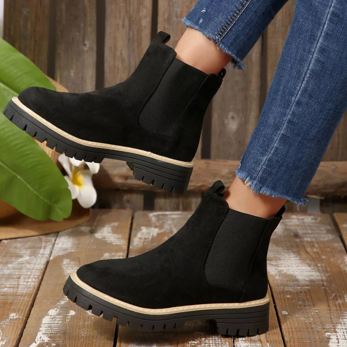 Round Toe Block Heels Boots - Tigbul's Variety Fashion Shop