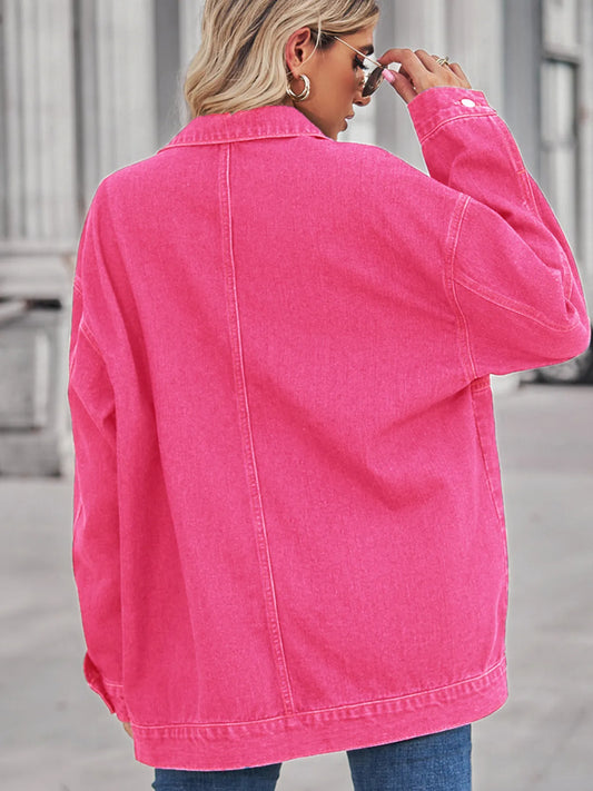 Button Up Long Sleeve Denim Jacket - Tigbul's Variety Fashion Shop