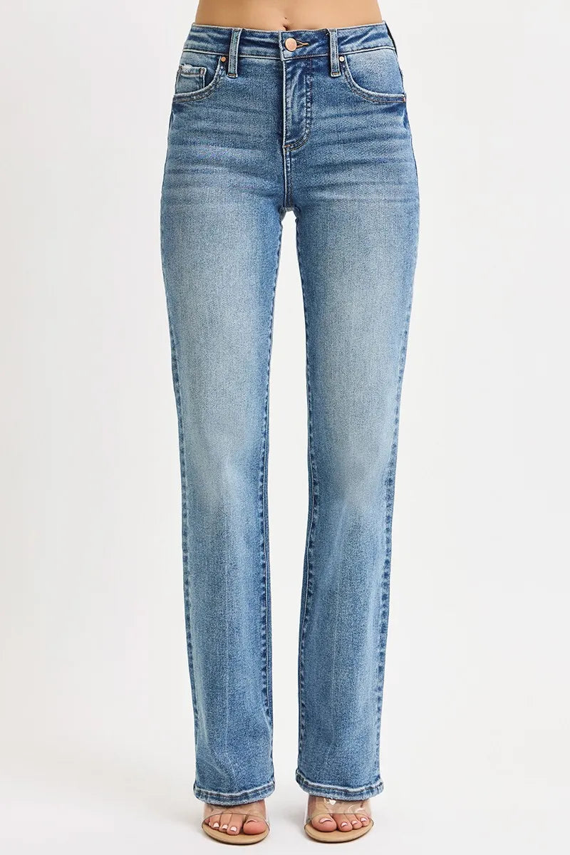 RISEN Full Size Tummy Control High Rise Straight Jeans Plus Size - Tigbul's Variety Fashion Shop