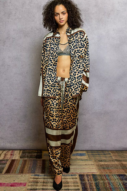 POL Leopard Printed Woven Wide Leg Drawstring Pants - Tigbul's Variety Fashion Shop