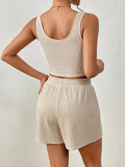 Scoop Neck Top and Shorts Set - Tigbul's Variety Fashion Shop