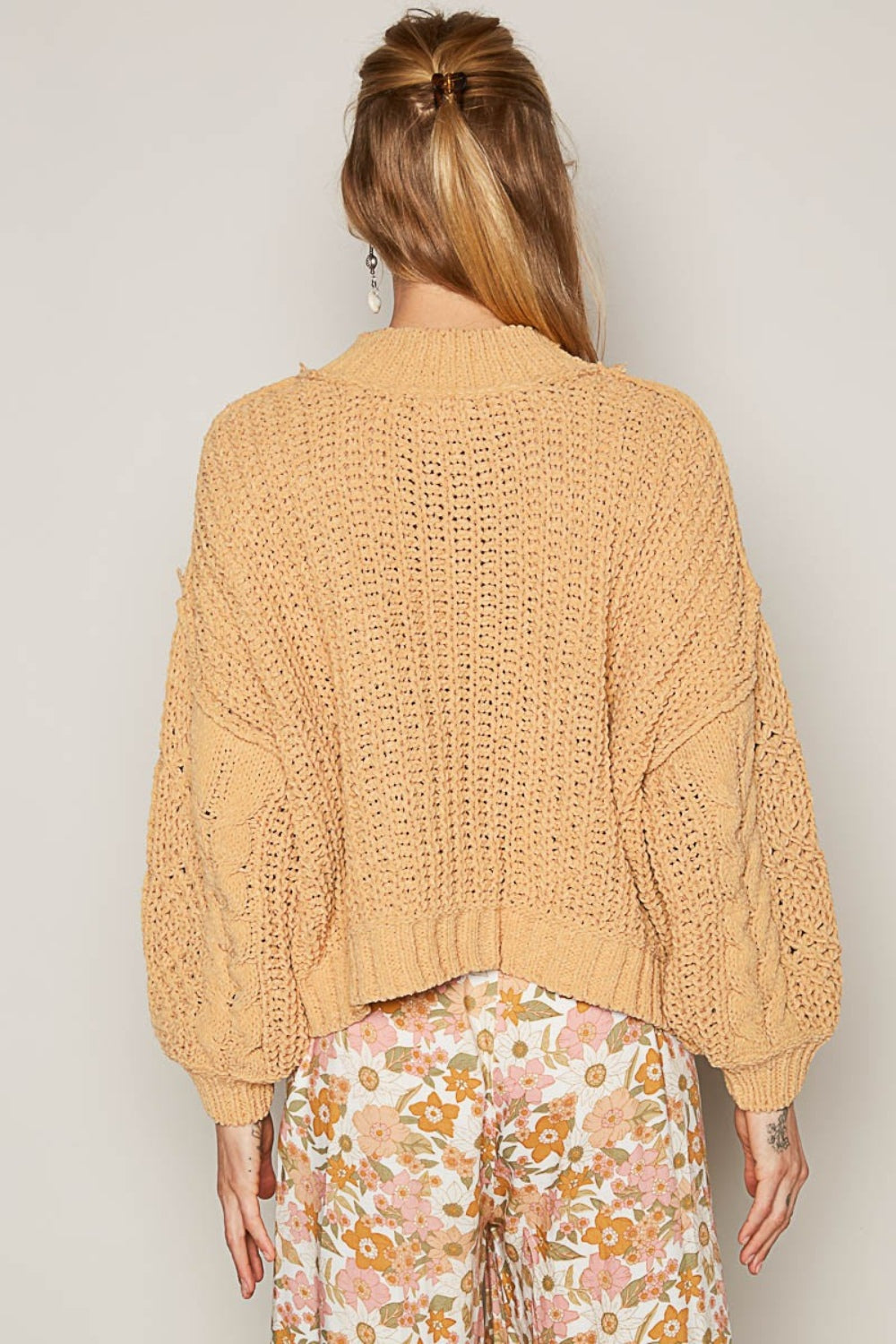 POL Mock Neck Cable Knit Sweater - Tigbul's Variety Fashion Shop