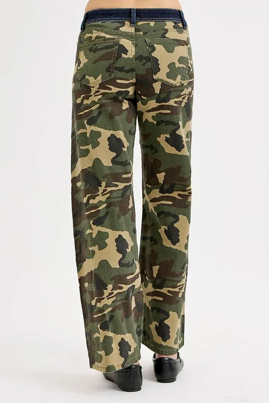 RISEN Camouflage Wide Leg Jeans - Tigbul's Variety Fashion Shop